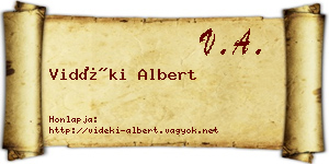 Vidéki Albert névjegykártya